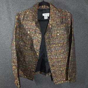 Vtg Coldwater Creek Jacket PM Petite Medium Floral Metallic‎ Brocade 90s Y2K